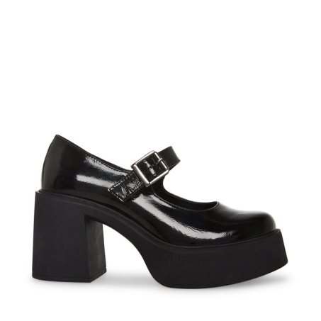 Black Steve Madden Trish Patent Women's Platform Shoes | PH 6037CLW